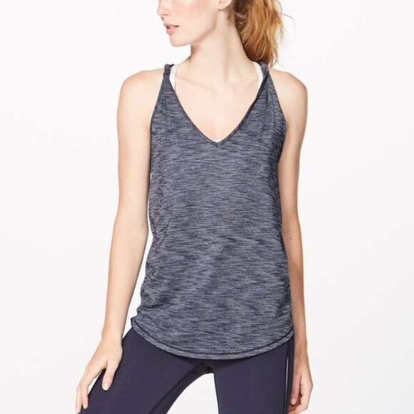 Lululemon Do The Twist Tank Heathered Navy Size 8 - Picture 2 of 8
